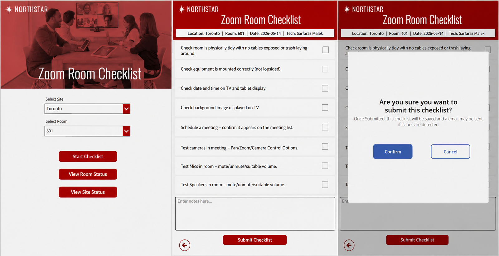Zoom Room Checklist App